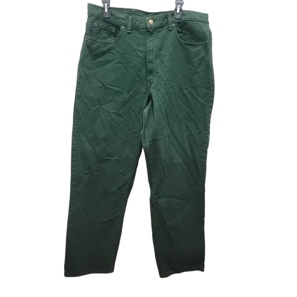 Vintage Levis Jeans Mens 38x32 Green 554 Straight Denim Pants Made in USA 90s